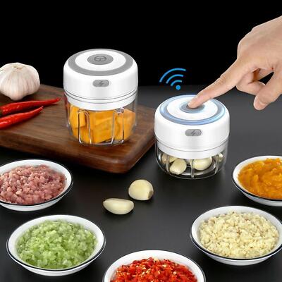 Elektrisch Küche Zerkleinerer Knoblauchhacker Obst Zwiebelschneider 250ml+100ml