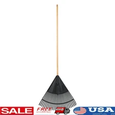 Wood Poly Leaf Rake 24 In Ergonomic Handle Garden Tool Yard Maintenance Home New