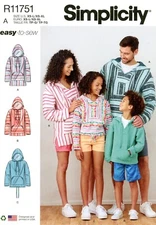 Simplicity R11751 West Coast Baja Hoodies for Family Sz XS-L, XS-XL UNCUT S9759