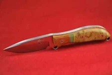 Busse Custom In-active Duty .32" Satin Blade, Canvas G-rexed Maple Burl  Handle