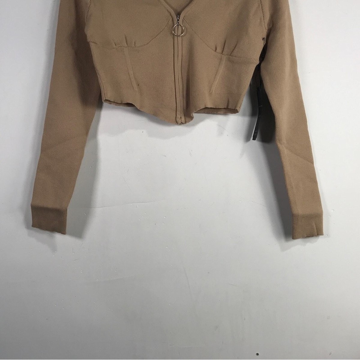 Roma Concepts Collection Long Sleeve Crop Zip Up Top, Women's Size
