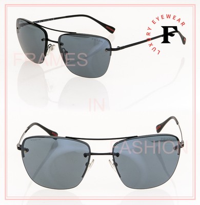 PRADA 52R Linea Rossa Spectrum Sport Sunglasses Black Rimless Red Stripe PS52RS