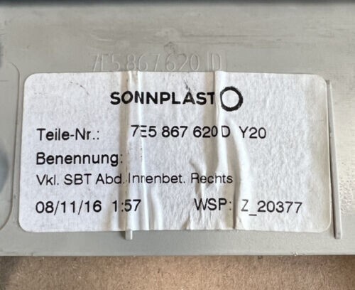 VW T5 T6 Transporter Caravelle Sliding Door Handle Trim Pearl Grey 