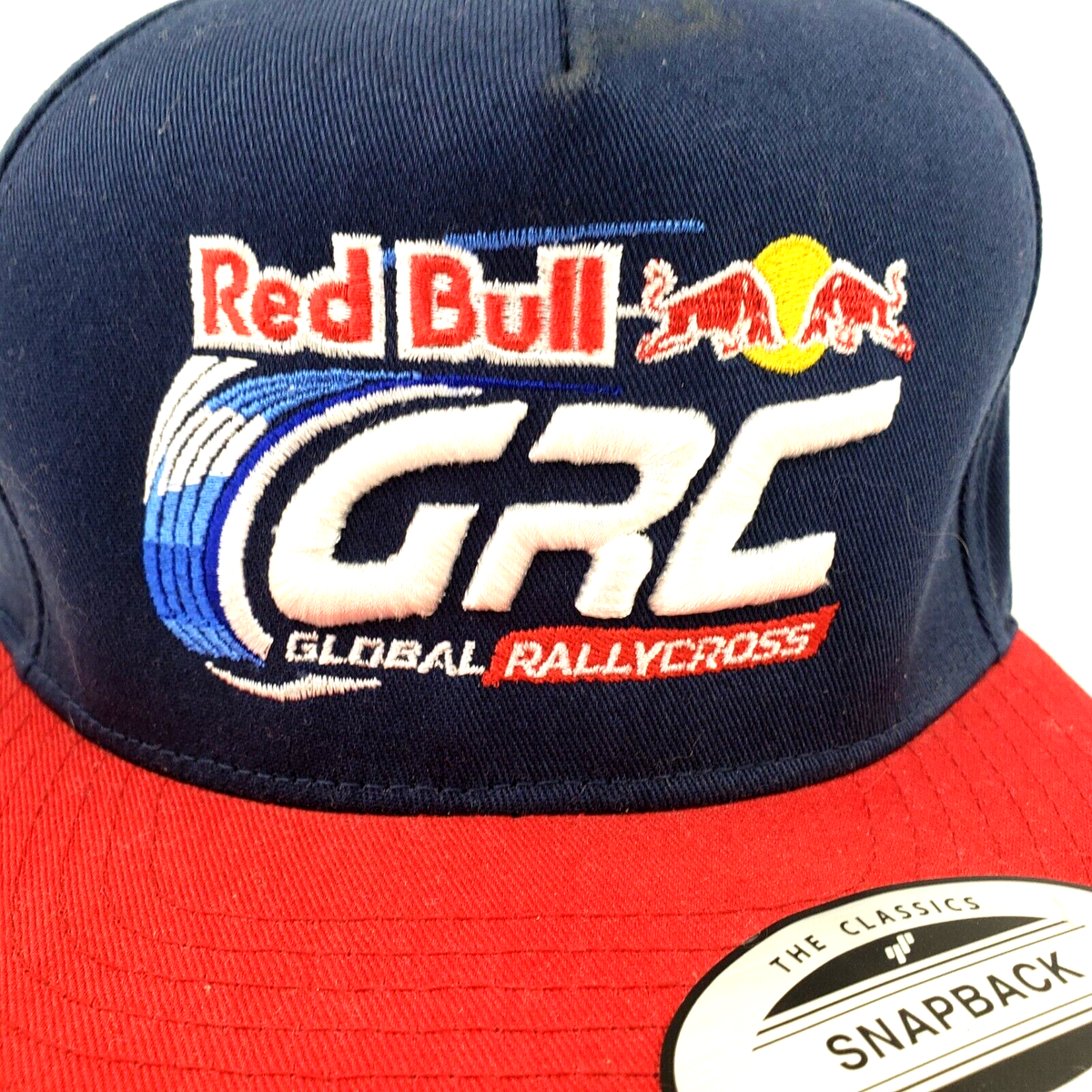 Yupoong Red Bull Embroidered Flat Bill Mesh Snapback GRC 