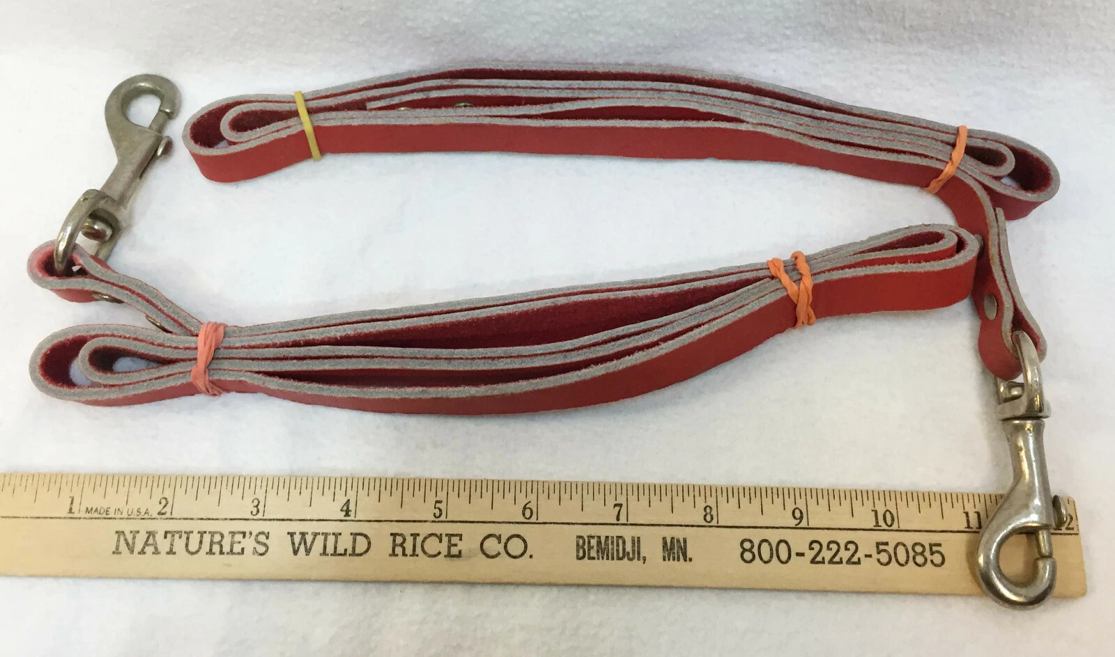 Dog Leashes Red Leather Swivel Spring Clip Set 2 48" Long Leash Pet