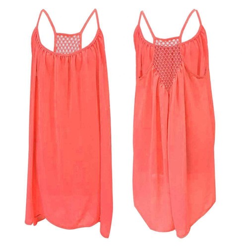 Womens Summer Chiffon Beach Wear Bikini Cover Up Kaftan Boho Swing Sun Dress US - Picture 3 of 14