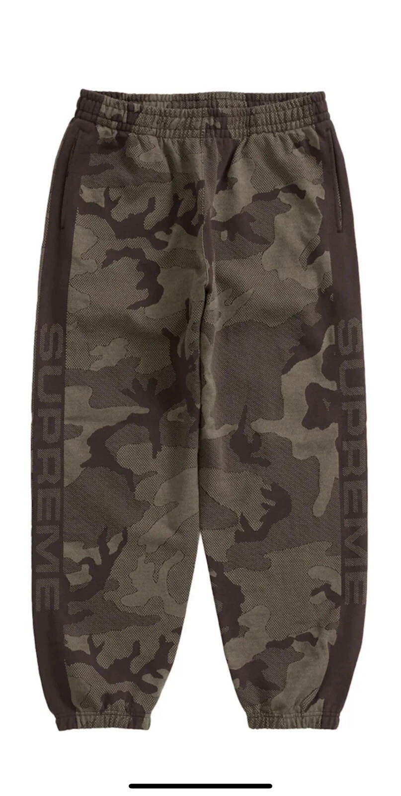 SUPREME NEW YORK Jacquard pantalon à rayures marron camo ss24 neuf taille petite