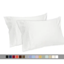 600 Thread Count 100% Cotton Solid Set of Two Pillowcase King OR Standard Sizes