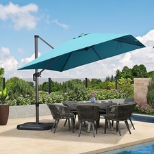 10 Feet Patio Umbrella Outdoor Cantilever Square Umbrella Aluminum O