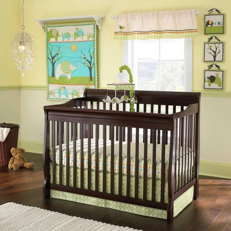 New 7 pcs Laura Ashley Baby Elephant Parade Nursery Crib Bedding Set NIP
