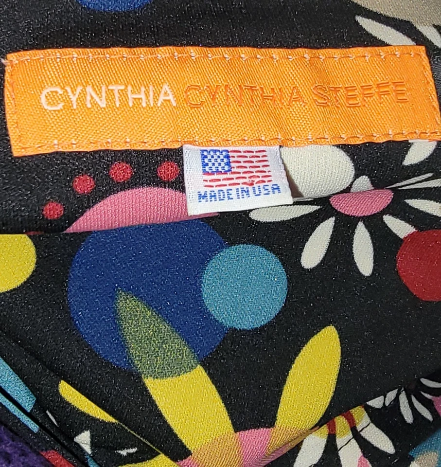 Vestido De Colección Inspirado Cynthia Steffe Talla M Para Mujer Azul Floral Psicodélico Groovy Mod Foto 3 de 3