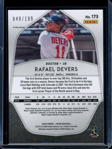 2020 Panini Prizm ~ Rafael Devers ~ Blue Donut Circles /199 ~ #173 ~ Red Sox - Picture 2 of 2