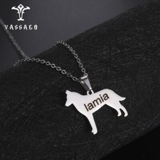 Custom Soild Pet Dog Necklace Personality Engraving Name Pendant Female Jewelry
