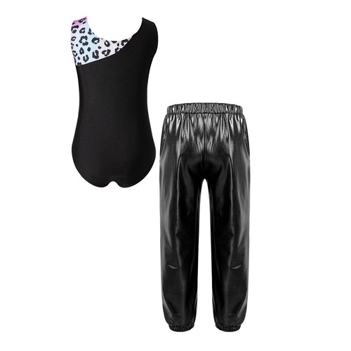 Kids Girl's Sports Suit Competition Leotard With Elastic Waistband Pants Active - Picture 44 of 97