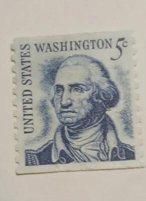 1967 US 5 Cent George Washington Stamp Blue - On Post - Rare Vintage MINT - Image 1 of 3