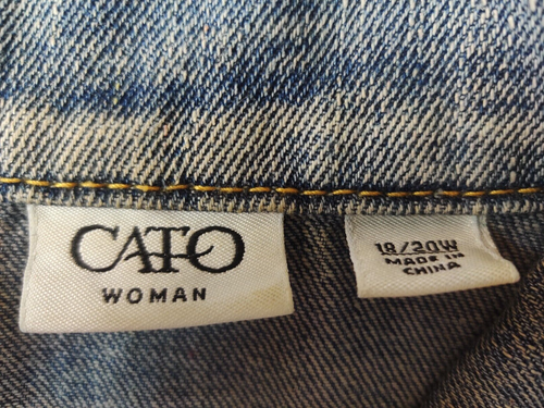 Cato Womans 18/20 Denim Blue Jacket Vest Sleeveless Crochet Leopard Face Buttons - Picture 4 of 11