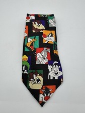 Vintage Looney Tunes Mania Neck Tie 6 Characters Marvin the Martian Bugs Tweety