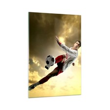 Quadro su Vetro 70x100cm Palla ragazzo calcio addestramento Stampe Murale