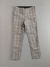 A New Day Women Pant 2 Beige Plaid Straight Leg Side Zip Business Career Office