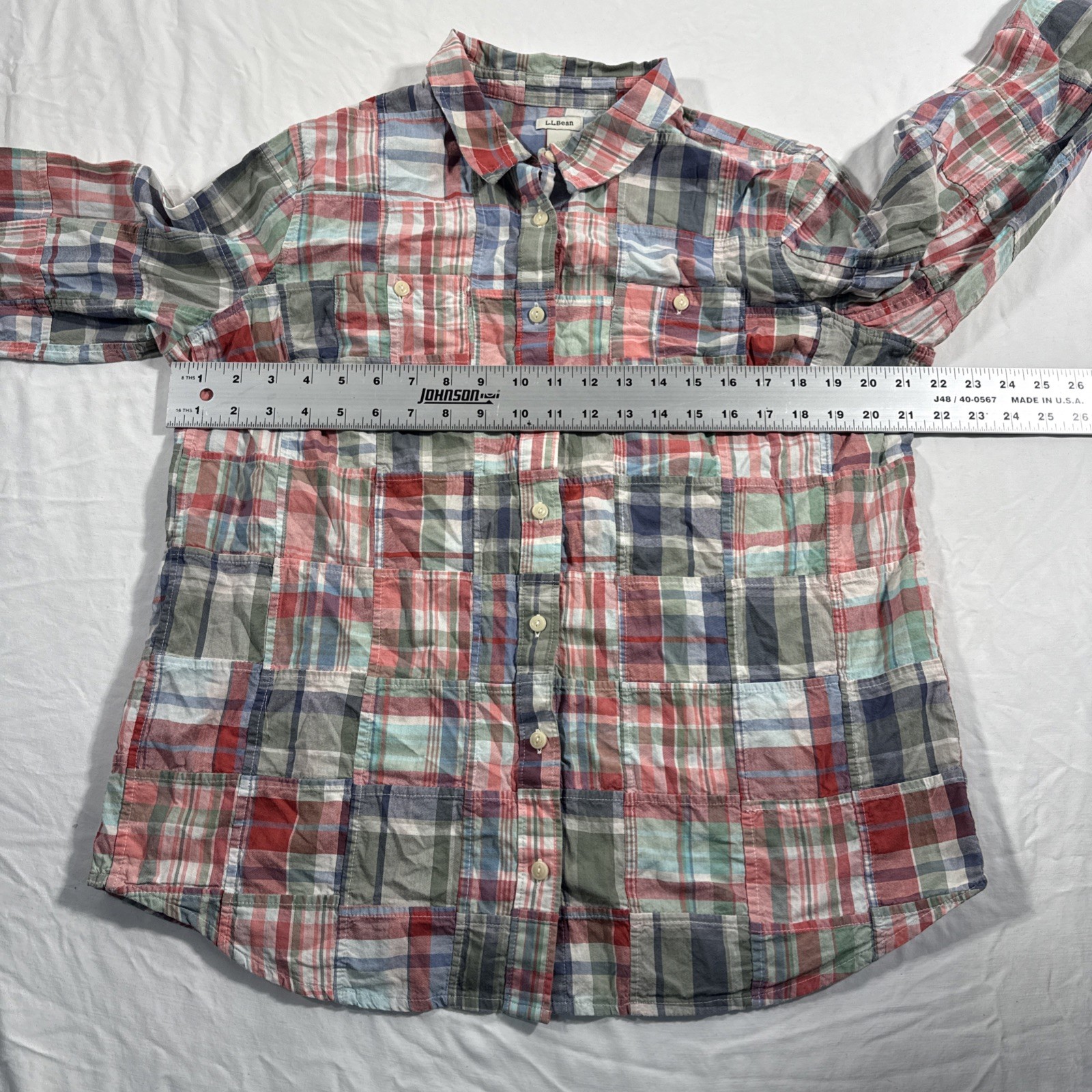LL Bean Patchwork Button Down Shirt Women’s Large - image 5