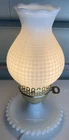 Vintage Hobnail Milk Glass 11" Electric Hurricane Lamp Parlor Table - WORKS!
