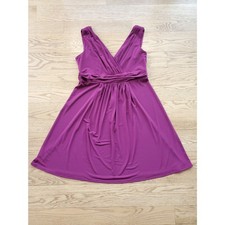David's Bridal Womens 14 Dress Empire Waist Y2K Purple Fuchsia Cocktail Wedding