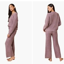 Softies Waffle Marshmallow VNeck Long Sleeve Lounge Set Driftwood Size L