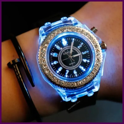 New Women's Watch Glow Rhinestone LED Korean Fashion Trend Male