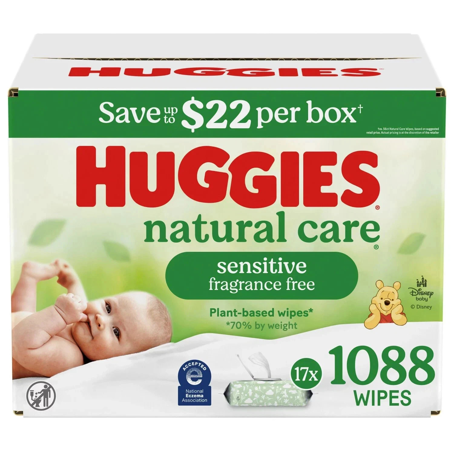 Huggies Natural Care Sensitive Baby Wipes, Fragrance Free, 1