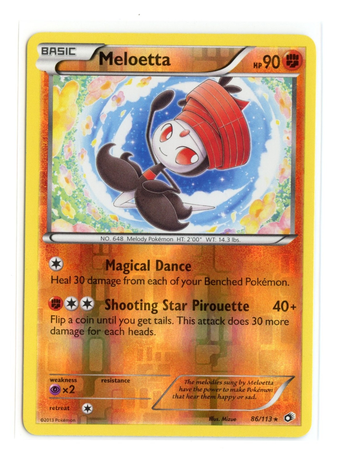 Meloetta 86/113 Rare Reverse Holo Legendary Treasures Pokemon LP