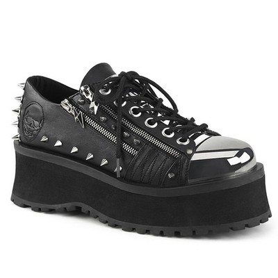 Black Metal Toe Cap Spikes Platform Punk Cyber Goth Sneakers