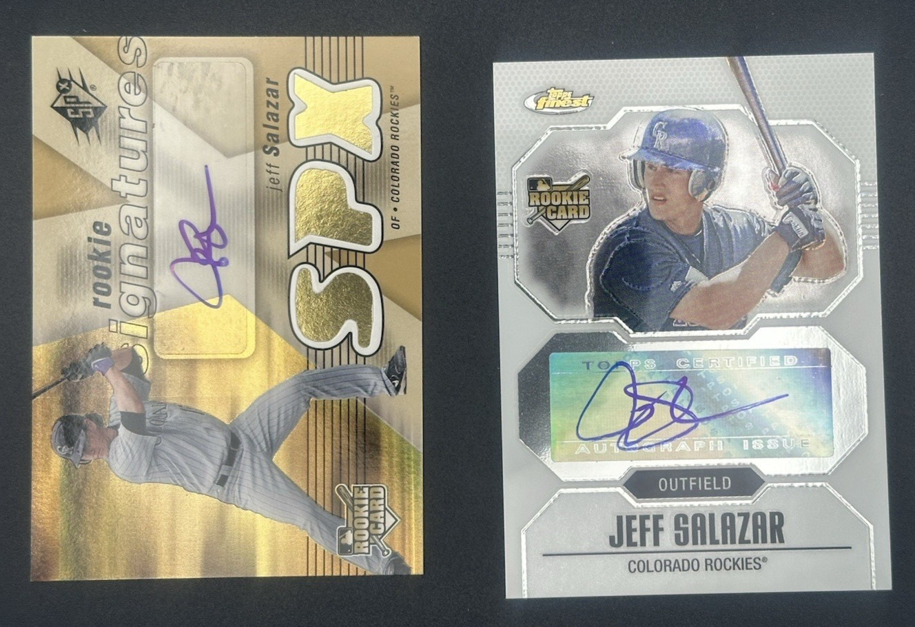 2 rookie card lot Jeff Salazar 2007 Topps Finest #160 (AU) & SPx #140 (AU) D138