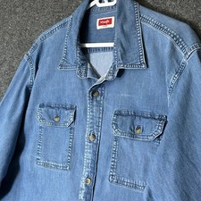 Wrangler Denim Long Sleeve Button Up Shirt Men  s XL - Stretch