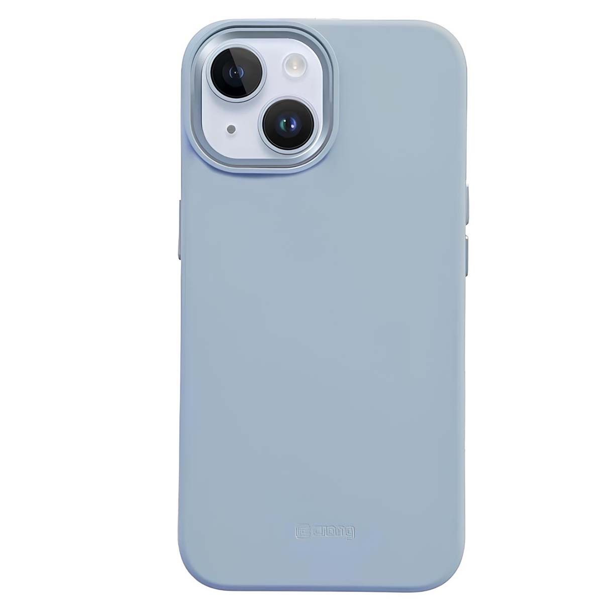 Coque iPhone 15 Plus chic et luxueuse en silicone robuste Bleu Ciel Crong