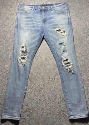 Embellish Jeans Mens 38x32 Slim Fit Distressed Stretch Hip-Hop Skaters Y2K