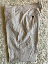 ARMANI COLLEZIONI Tropical Weight Stretch Wool Flat Front Trouser Taupe Size 10