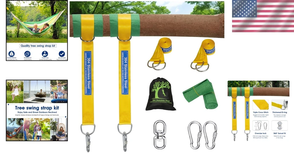 All-in-One Tree Swing Hanging Kit - 30ft Straps & Carabiners for Safe Family Fun - Image 2 of 4