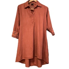 Fusion Beats  Medium Earthy Orange Trapeze Swing 3/4 Sleeve Dress SKU 134