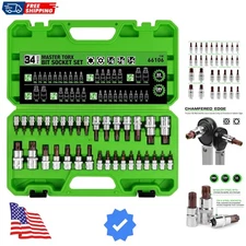 SWANLAKE 34PCS Master TORX Bit Socket Set,  S2 Alloy Steel, Solid Star & Tamp...