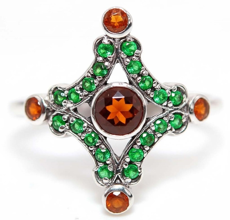 2CT Fire Garnet 925 Solid Sterling Silver Vintage Look Ring Jewelry Sz 8 PC8-4