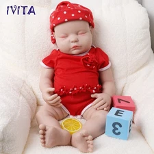 IVITA 18'' Eyes Closed Silicone Reborn Baby Gril Sleeping Fat Silicone Doll