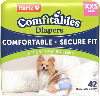 Hartz Comfitables Dog Diapers XXS Size up to 7.5lbs, 42ct Disposable