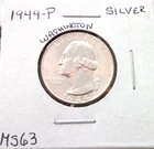 1944 PHILADELPHIA SILVER WASHINGTON QUARTER IN UNCIRCULATED MINT STATE CONDITION