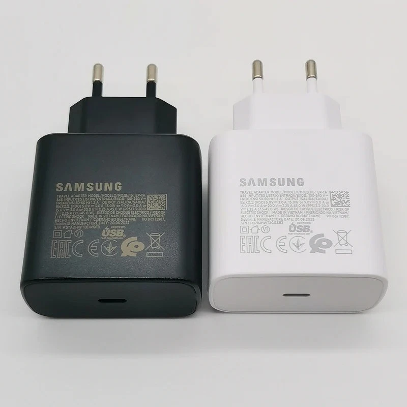 Carregador super rápido Samsung 45W plugue UE cabo tipo C 1.8M para S24 S23 S22 EUA - Imagem 3 de 4
