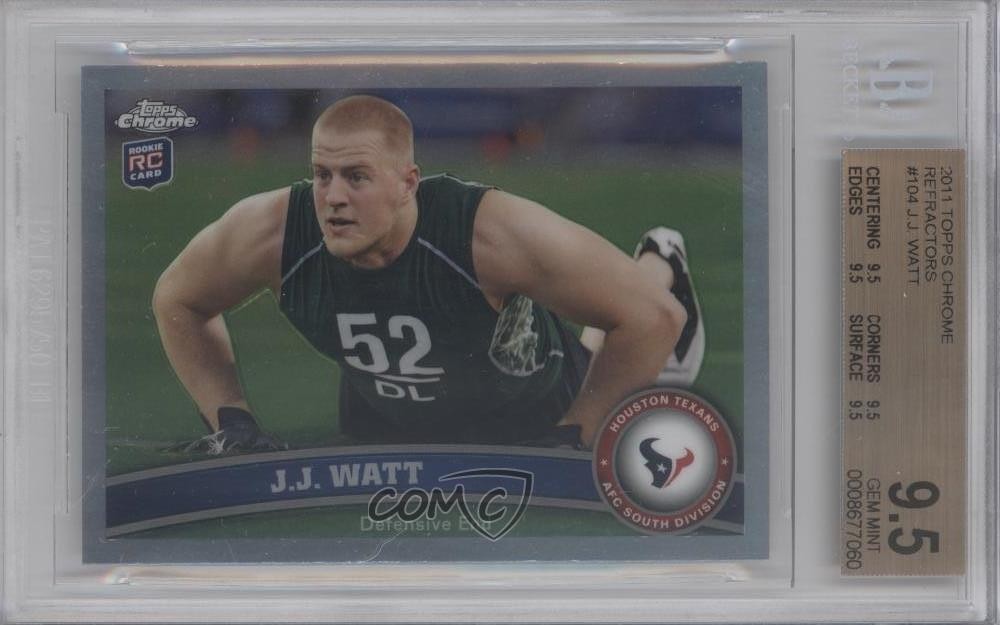 2011 Topps Chrome Refractor JJ Watt #104 BGS 9.5 GEM MINT Rookie RC 0kp