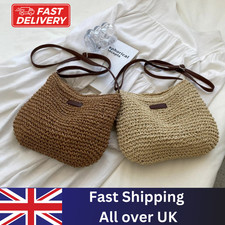 Summer Straw Crossbody Bag Women Beach Holiday Woven Shoulder Handbag Purses UK