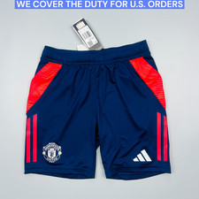 Manchester United Shorts 2024-25 Training Zip Pockets Soccer Adidas Youth Size M