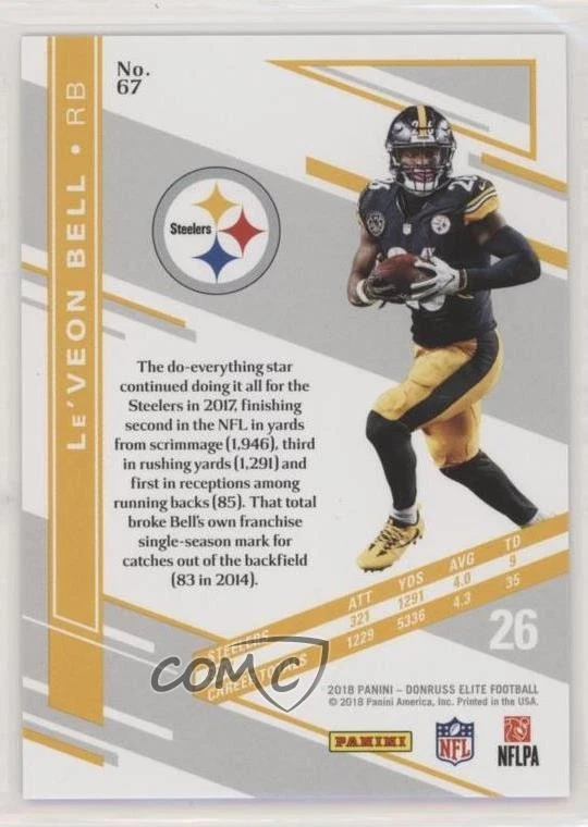 2018 Donruss Elite Status /26 Le'Veon Bell #67 - Image 2 of 2