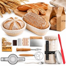 Sourdough Starter Kit - 9" Round 10" Oval Proofing Baskets, Baking Tools Sup