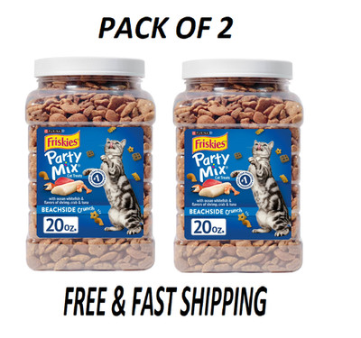 Friskies 20oz Cat Treats - Beachside Crunch, Shrimp,Crab,Tuna, Feline-2 Pack